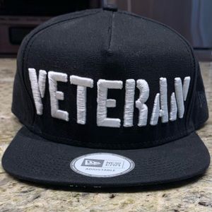 New era VETERAN stamped Black ball cap. Adjustable.